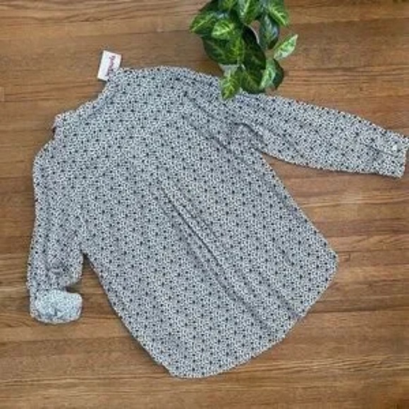 Velvet Heart Elisa Roll Tab Button-Down Black White Floral Pattern Blouse Size L - Picture 11 of 13